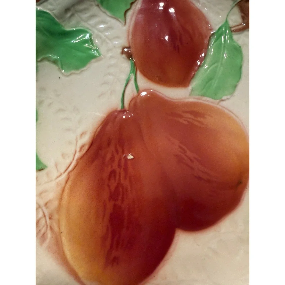 St. Clement Vintage Majolica Fruit Plates Set of 3 Made in France AS IS 1920s